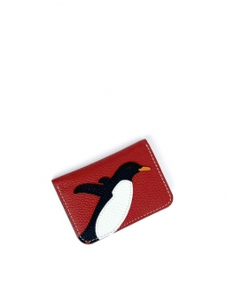 'En L'Air Carte Pingouin' Porte Carte Cuir Nappa Écrevisse