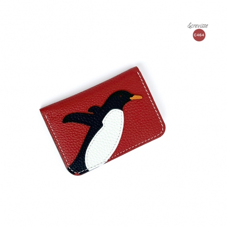 'En L'Air Carte Pingouin' Nappa Leather Card Holder Red