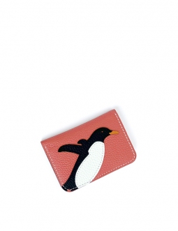 'En L'Air Carte Pingouin' Porte Carte Cuir Nappa Pastèque