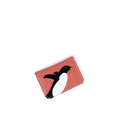 'En L'Air Carte Pingouin' Porte Carte Cuir Nappa Pastèque