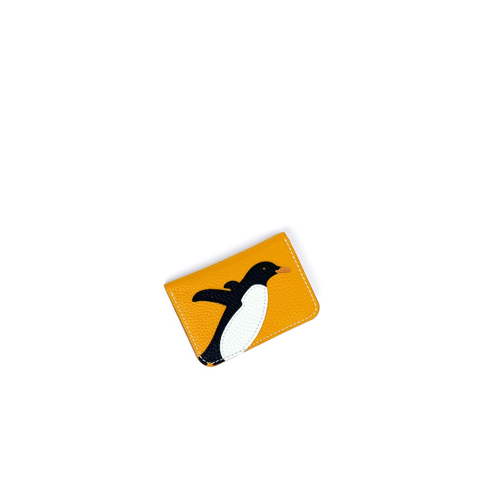 'En L'Air Carte Pingouin' Porte Carte Cuir Nappa Miel