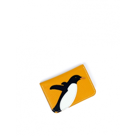 'En L'Air Carte Pingouin' Porte Carte Cuir Nappa Miel