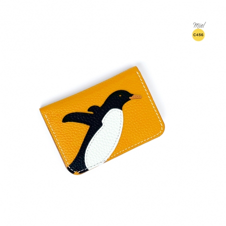 'En L'Air Carte Pingouin' Nappa Leather Card Holder Yellow