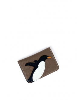 'En L'Air Carte Pingouin' Porte Carte Cuir Nappa Volcan