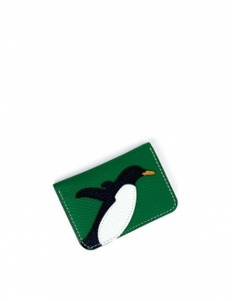 'En L'Air Carte Pingouin' Porte Carte Cuir Nappa Lagon