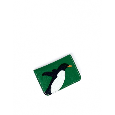 'En L'Air Carte Pingouin' Nappa Leather Card Holder Green