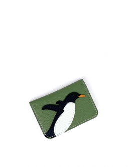 'En L'Air Carte Pingouin' Porte Carte Cuir Nappa Asperge