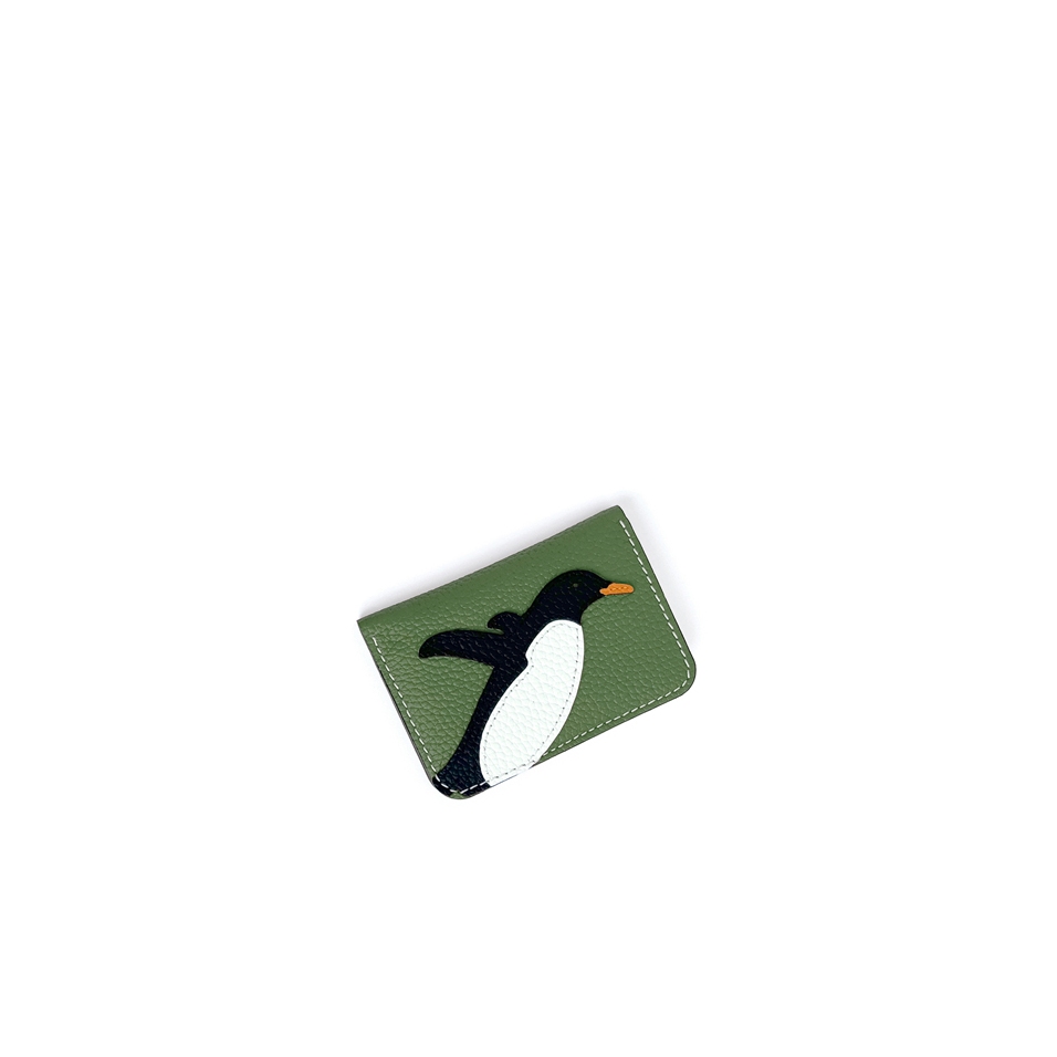 'En L'Air Carte Pingouin' Porte Carte Cuir Nappa Asperge