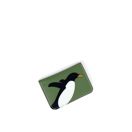 'En L'Air Carte Pingouin' Porte Carte Cuir Nappa Asperge