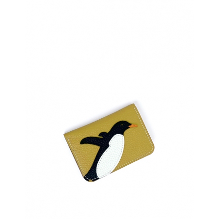 'En L'Air Carte Pingouin' Porte Carte Cuir Nappa Anis