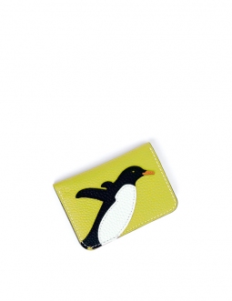 'En L'Air Carte Pingouin' Nappa Leather Card Holder Paille