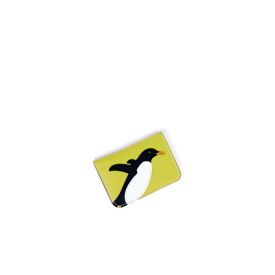 'En L'Air Carte Pingouin' Porte Carte Cuir Nappa Paille