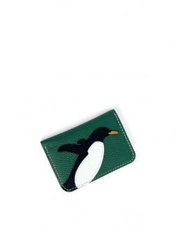 'En L'Air Carte Pingouin' Nappa Leather Card Holder Vert Pin