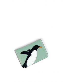 'En L'Air Carte Pingouin' Nappa Leather Card Holder Opaline