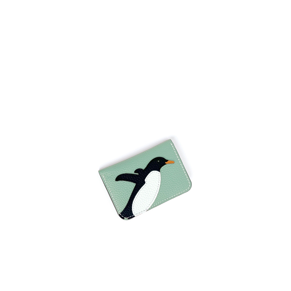 'En L'Air Carte Pingouin' Nappa Leather Card Holder Opaline