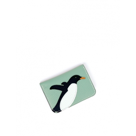 'En L'Air Carte Pingouin' Porte Carte Cuir Nappa Opaline