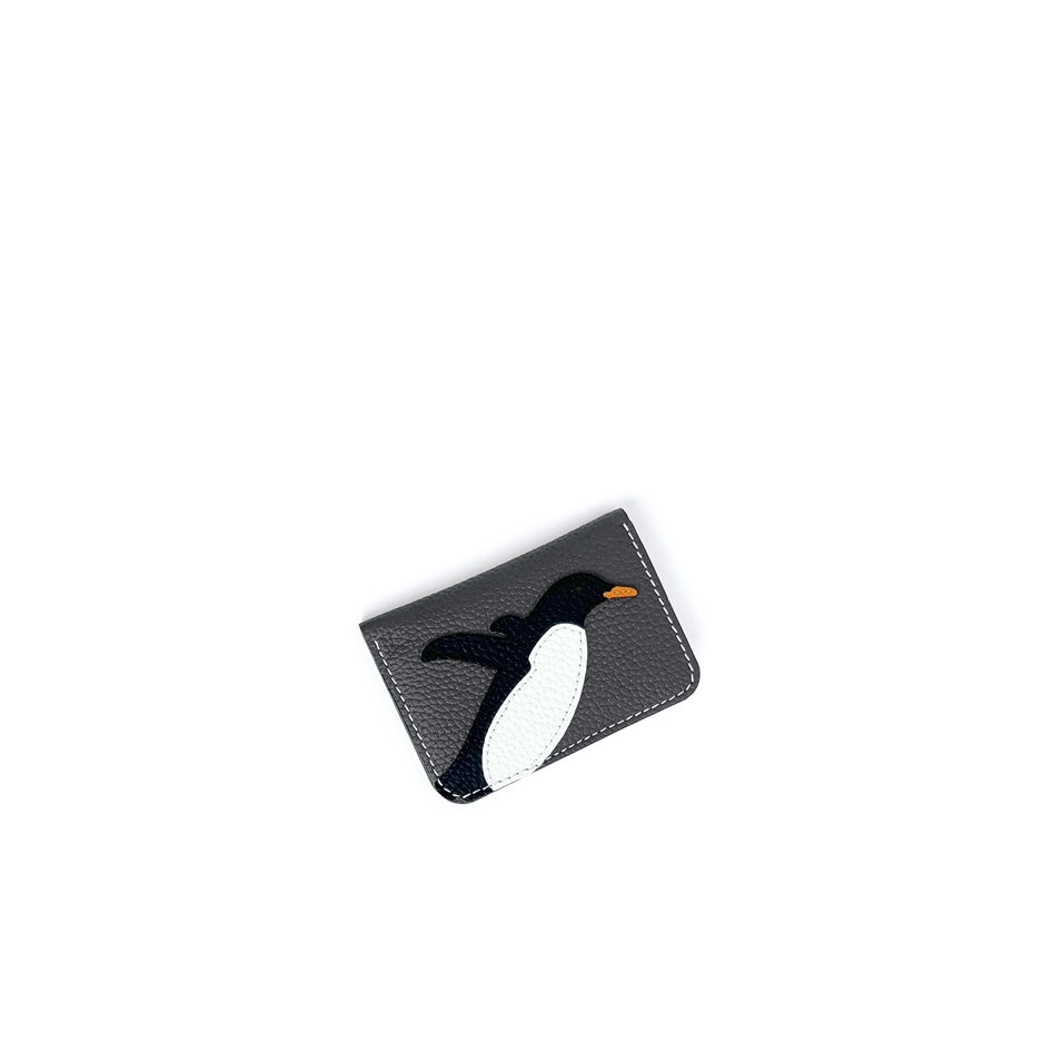 'En L'Air Carte Pingouin' Nappa Leather Card Holder Ardoise