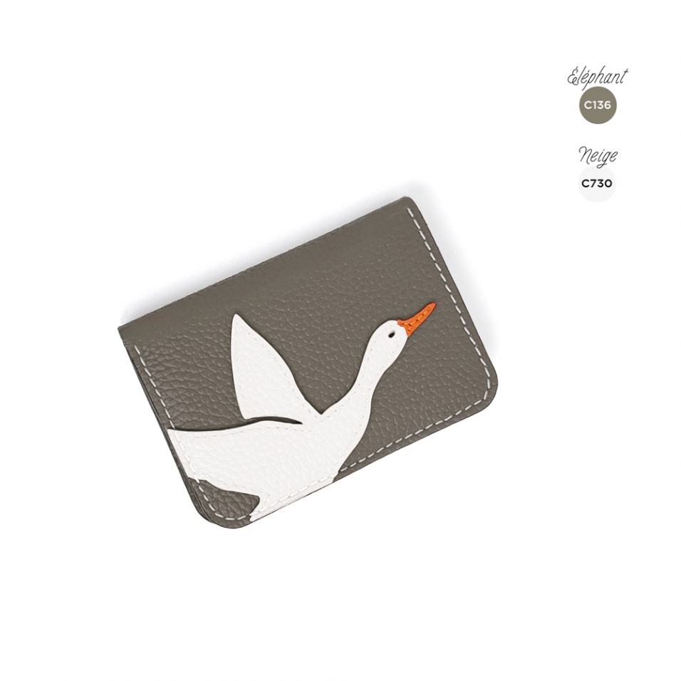 'En L'Air Carte Oie' Nappa Leather Card Holder Elephant Grey