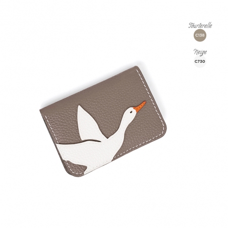 'En L'Air Carte Oie' Nappa Leather Card Holder Warm Grey