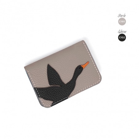 'En L'Air Carte Oie' Nappa Leather Card Holder Pearl Grey