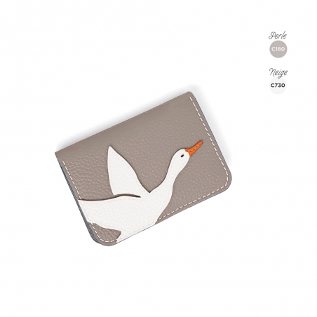 'En L'Air Carte Oie' Nappa Leather Card Holder Pearl Grey