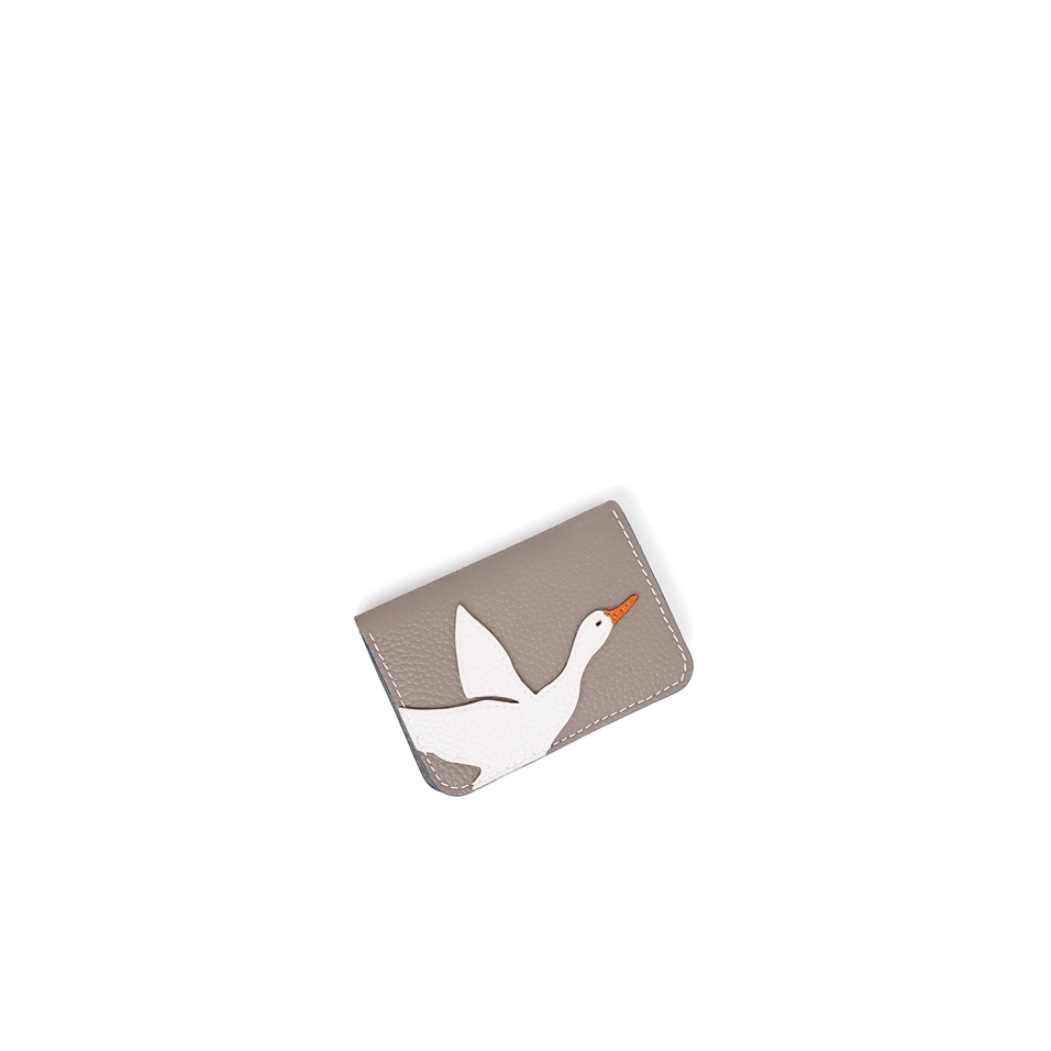 'En L'Air Carte Oie' Nappa Leather Card Holder Pearl Grey
