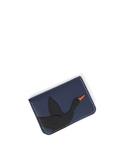 'En L'Air Carte Oie' Porte Carte Cuir Nappa Marine