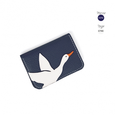 'En L'Air Carte Oie' Nappa Leather Card Holder Navy Blue