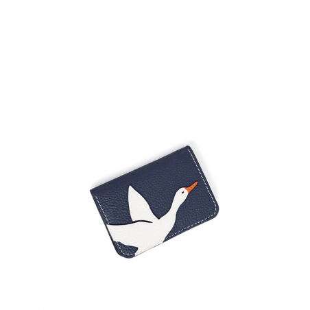 'En L'Air Carte Oie' Nappa Leather Card Holder Navy Blue