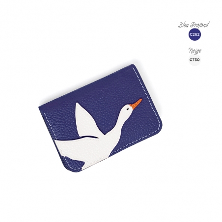 'En L'Air Carte Oie' Nappa Leather Card Holder Deep Blue