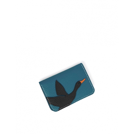 'En L'Air Carte Oie' Nappa Leather Card Holder Indigo