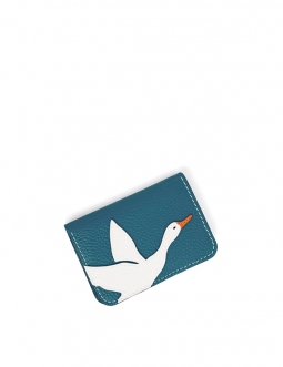 'En L'Air Carte Oie' Porte Carte Cuir Nappa Indigo