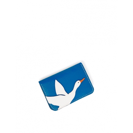 'En L'Air Carte Oie' Nappa Leather Card Holder Cyan