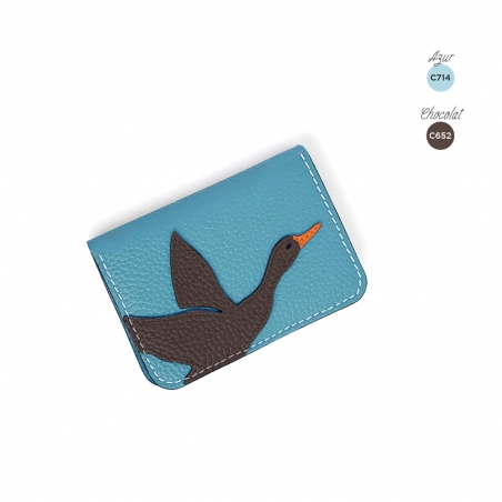 'En L'Air Carte Oie' Nappa Leather Card Holder Sky Blue