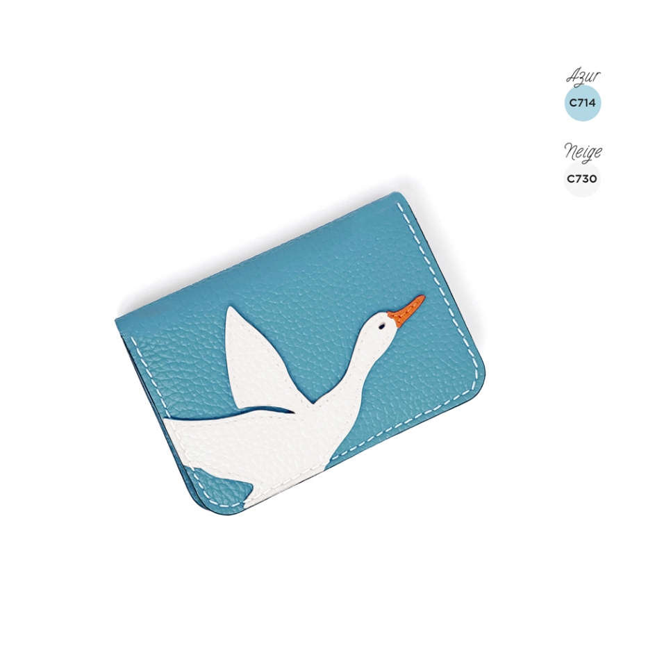 'En L'Air Carte Oie' Nappa Leather Card Holder Sky Blue