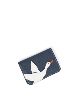 'En L'Air Carte Oie' Porte Carte Cuir Nappa Bleu Nuit
