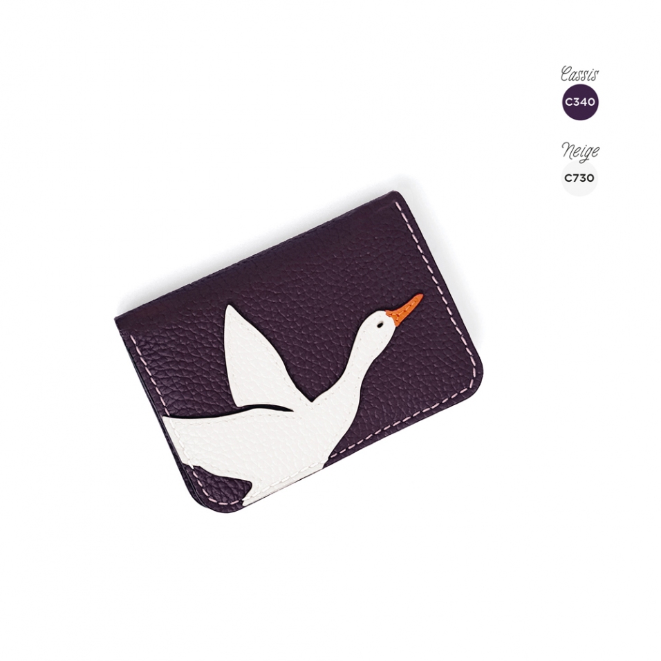 'En L'Air Carte Oie' Porte Carte Cuir Nappa Cassis