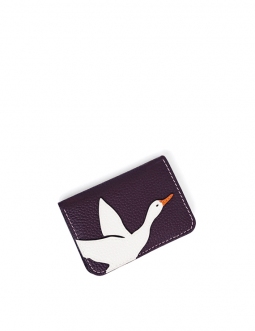 'En L'Air Carte Oie' Nappa Leather Card Holder Dark Purple