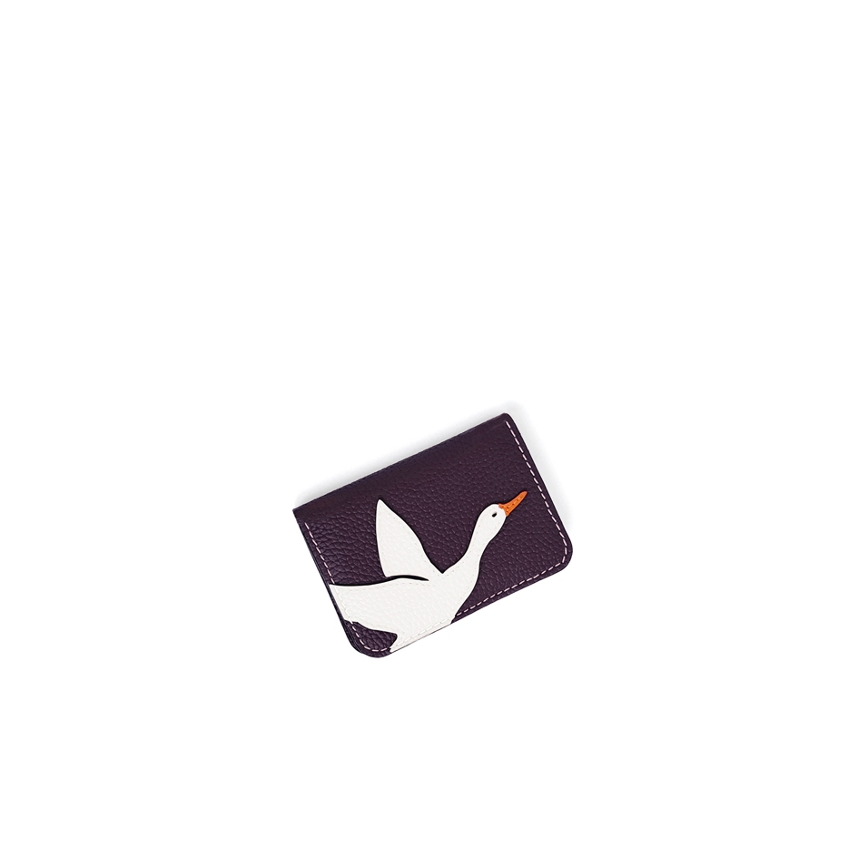 'En L'Air Carte Oie' Nappa Leather Card Holder Dark Purple