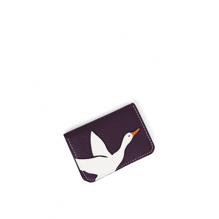 'En L'Air Carte Oie' Nappa Leather Card Holder Dark Purple