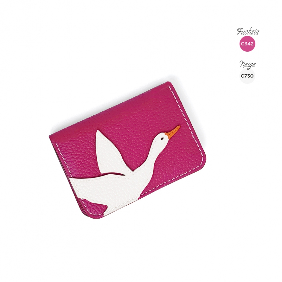 'En L'Air Carte Oie' Porte Carte Cuir Nappa Fuchsia