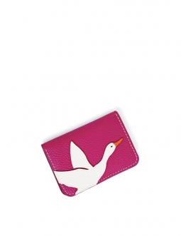 'En L'Air Carte Oie' Porte Carte Cuir Nappa Fuchsia