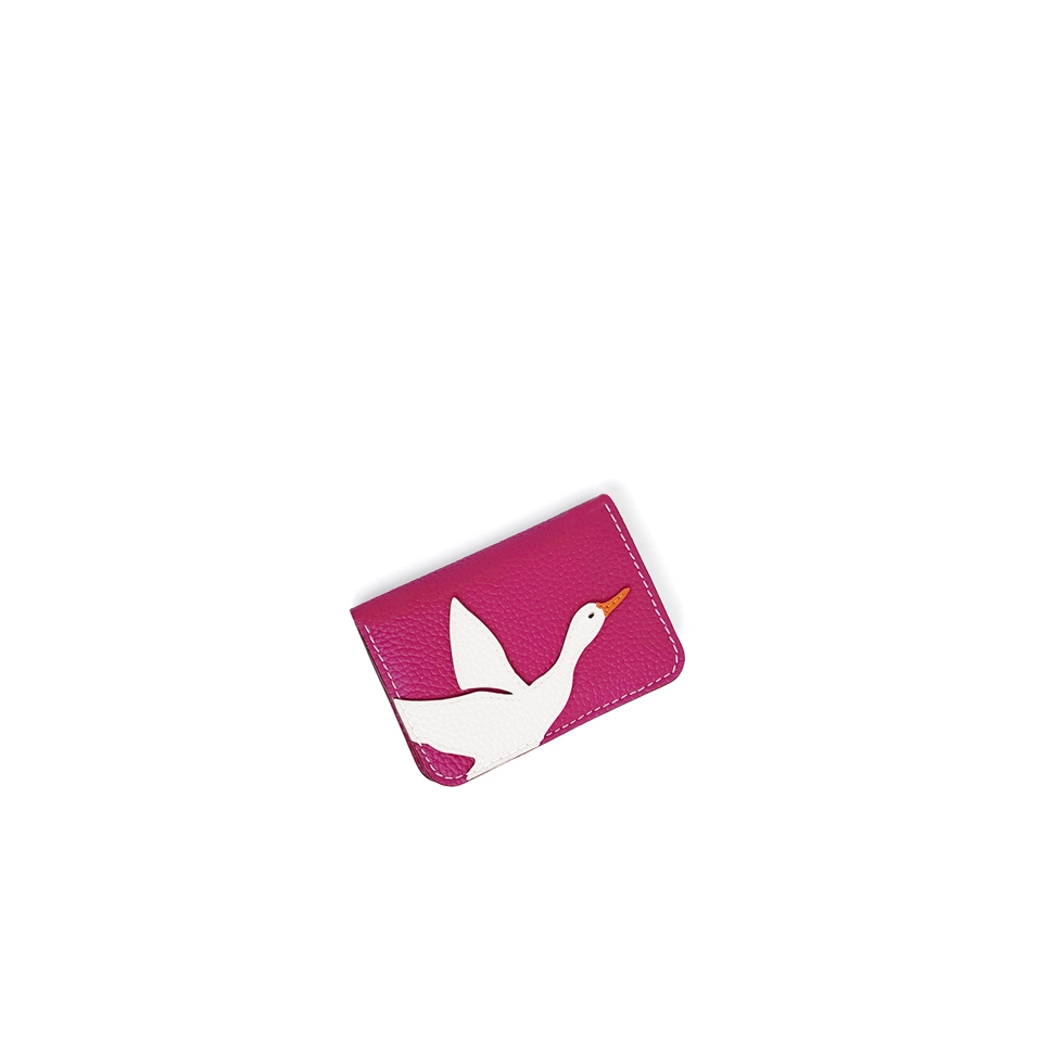 'En L'Air Carte Oie' Porte Carte Cuir Nappa Fuchsia