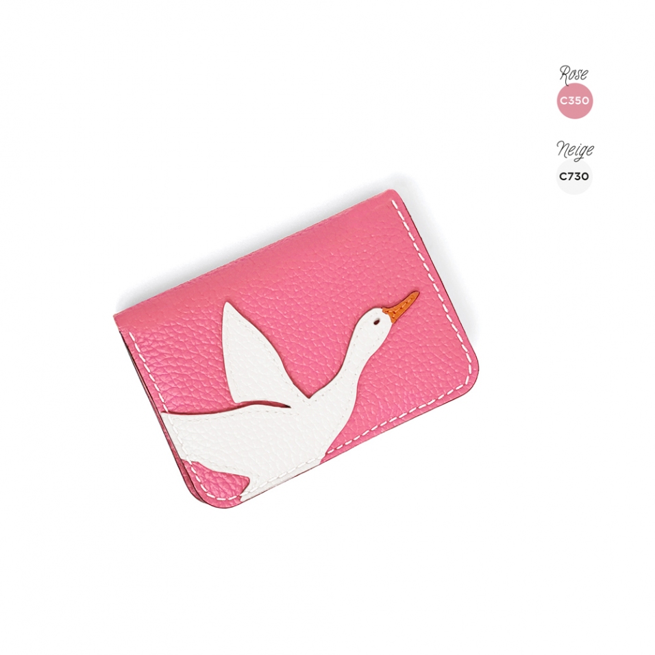 'En L'Air Carte Oie' Nappa Leather Card Holder Rose