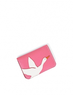 'En L'Air Carte Oie' Porte Carte Cuir Nappa Rose