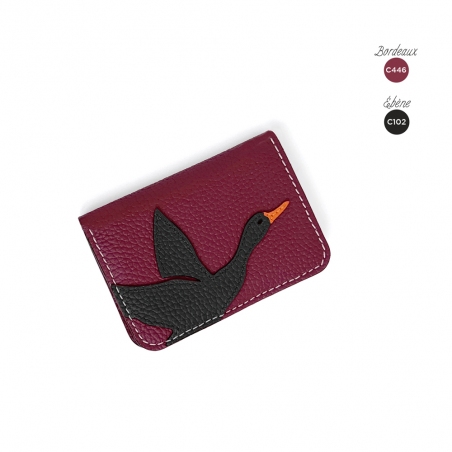 'En L'Air Carte Oie' Nappa Leather Card Holder Dark Red