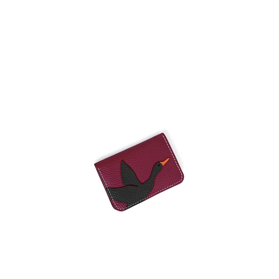 'En L'Air Carte Oie' Porte Carte Cuir Nappa Bordeaux