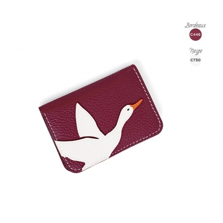 'En L'Air Carte Oie' Nappa Leather Card Holder Dark Red