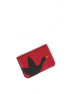 'En L'Air Carte Oie' Nappa Leather Card Holder Red