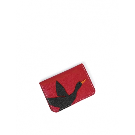 'En L'Air Carte Oie' Nappa Leather Card Holder Red